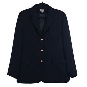 Vintage L.L. Bean Blue Blazer Jacket Gold 3 Button Detail Women's Size 18R
